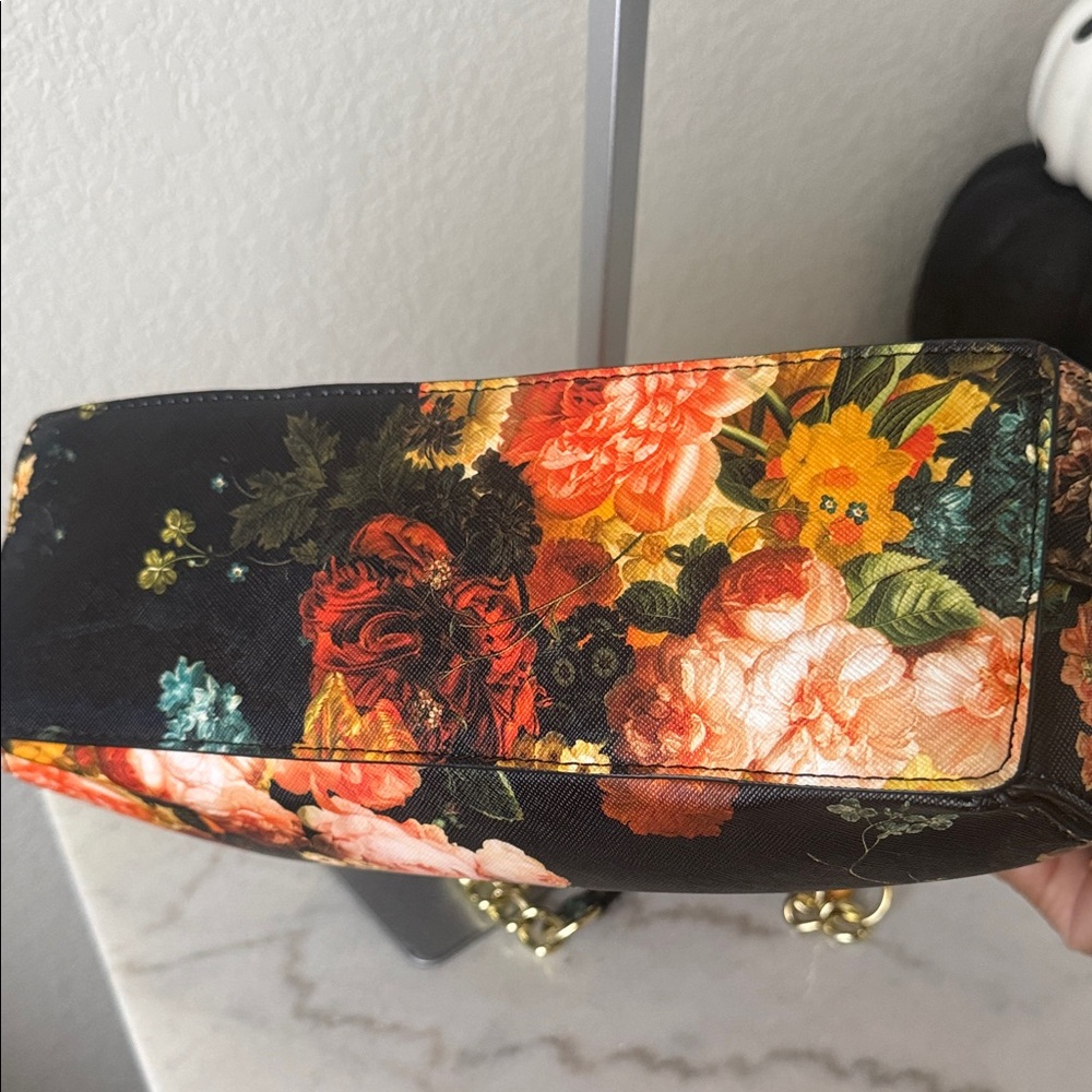 Steve Madden Flower Dome Satchel with Gold Accents & Crossbody Strap - Picture 7 of 10